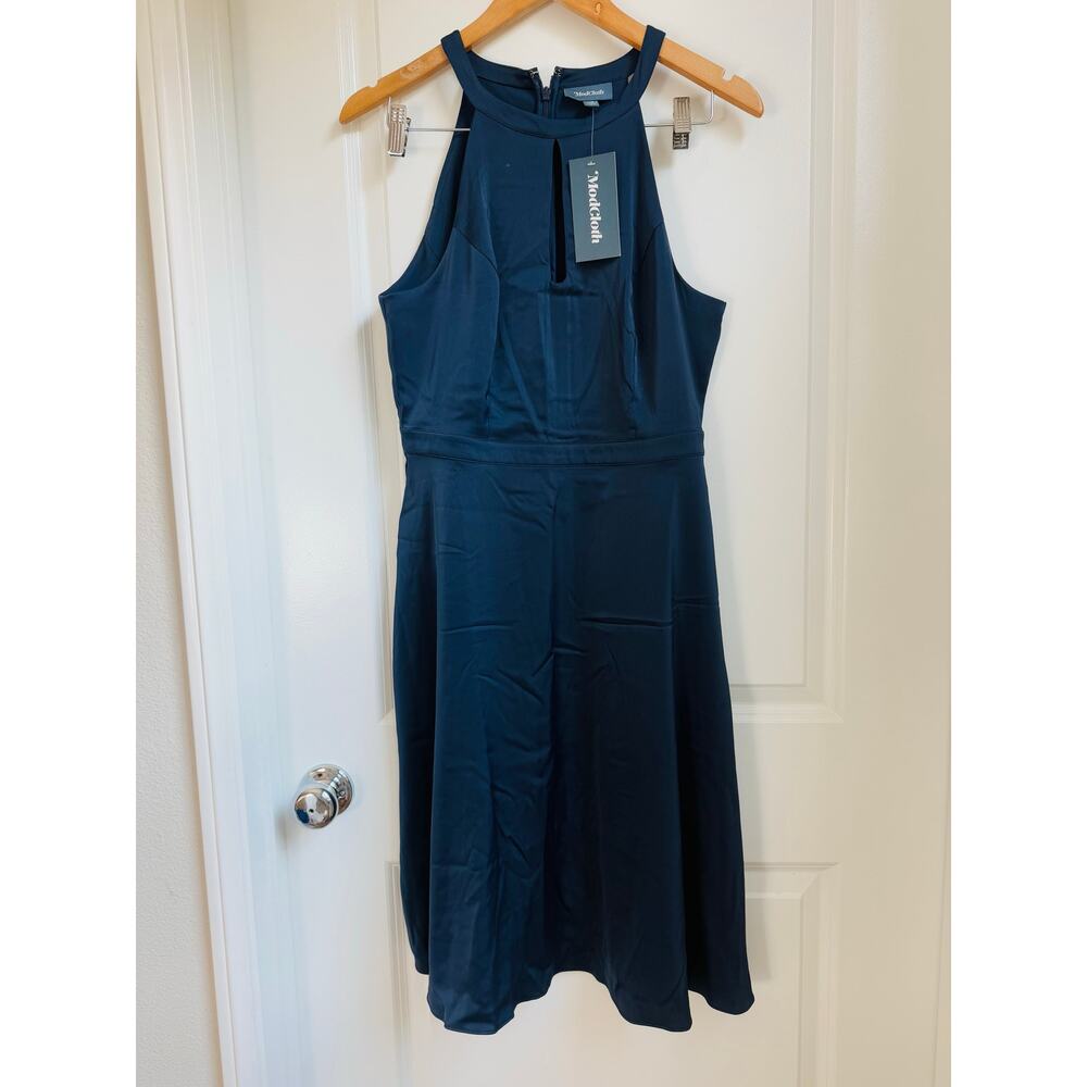 Modcloth NEW Halter Dress Sz 10 Navy Blue Keyhole Halter Neck Formal